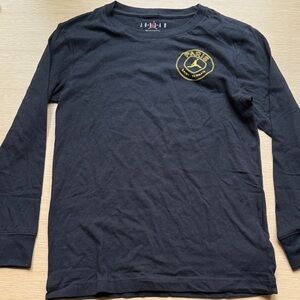 Jordan Kids Black Long Sleeve Tee with Gold Paris Logo- Jordan x PSG
